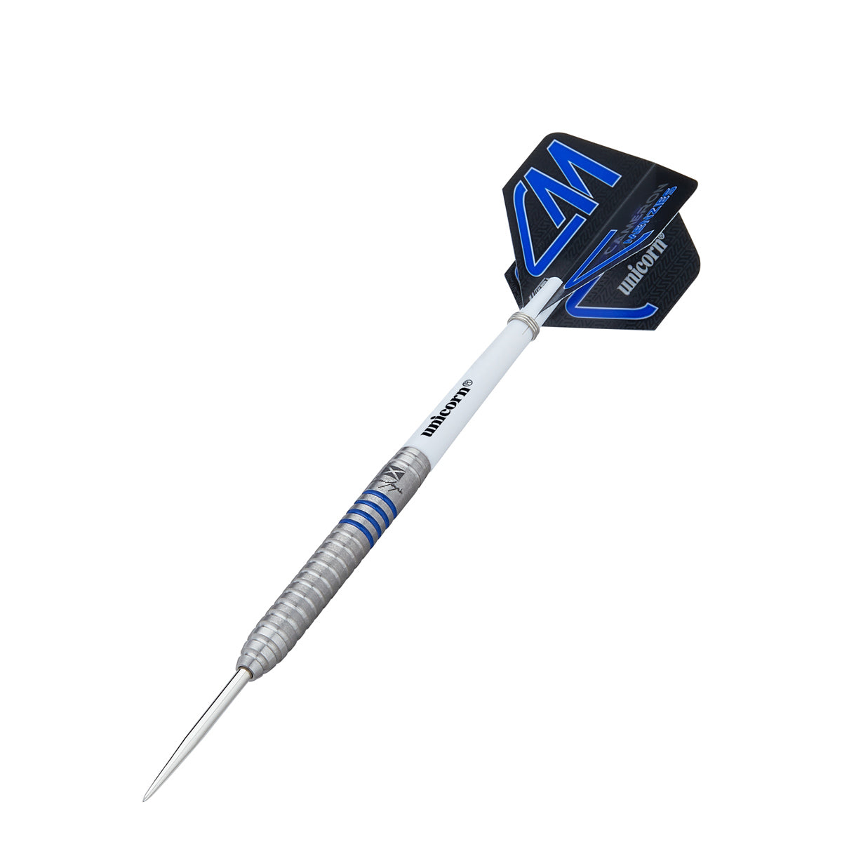 Cameron Menzies Phase 2 Steel Tip Darts angled product image displaying the barrel profile, grip layout, and design features