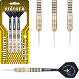 Core Brass Style 2 Steel Tip Darts main product image showing the darts, packaging, flights, shafts, and included accessories