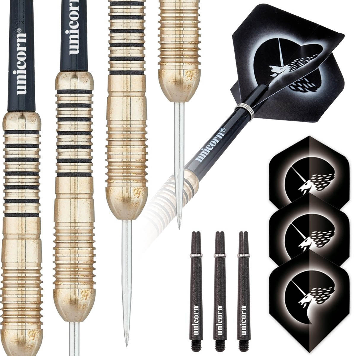 Core Brass Style 2 Steel Tip Darts contents image displaying everything included inside the package