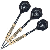 Core Plus Brass Style 2 Steel Tip Darts image showing the complete three dart set together highlighting barrel design consistency and styling