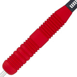 Core Plus Red Rubber Coated Brass Steel Tip Darts close up image showing detailed grip patterns, machining, coating, and precision craftsmanship