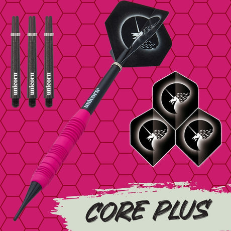 Core Plus Pink Rubber Coated Brass Soft Tip Darts by Unicorn