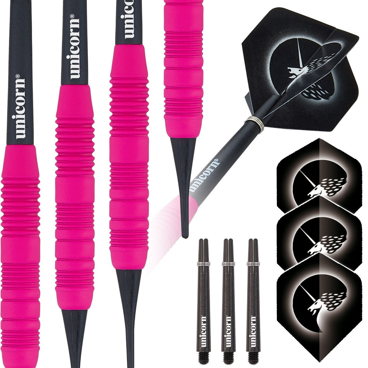 Core Plus Pink Rubber Coated Brass Soft Tip Darts by Unicorn
