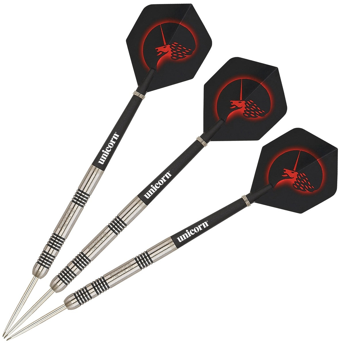 Core Tungsten Steel Tip Darts image showing the complete three dart set together highlighting barrel design consistency and styling