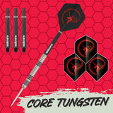 Core Tungsten Steel Tip Darts branded contents image displaying the darts and included accessories alongside Unicorn branding