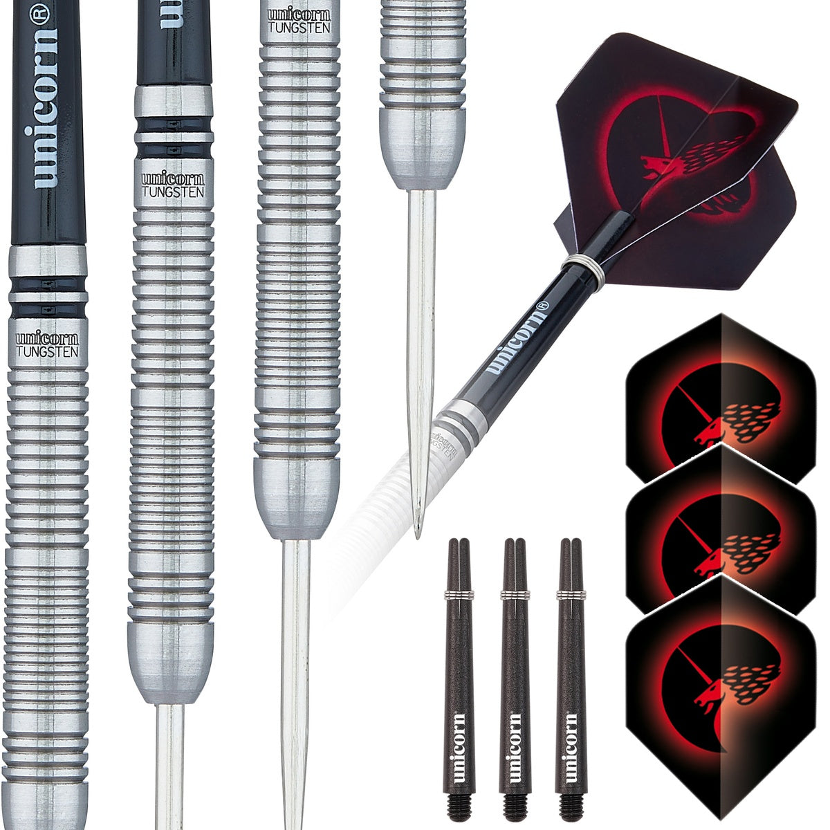 Core Tungsten Style 2 Steel Tip Darts contents image displaying everything included inside the package