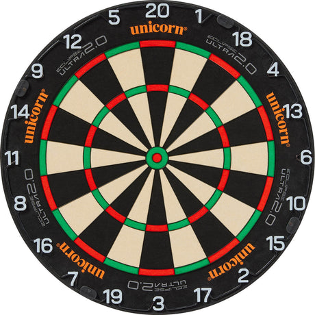 Unicorn Eclipse Ultra 2.0 Dartboard main product image showing the dartboard and product contents