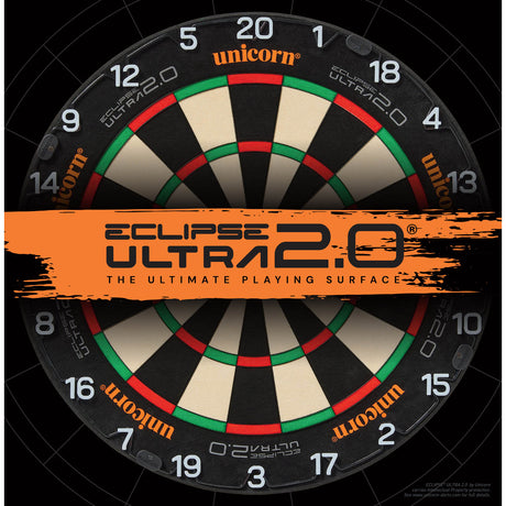 Unicorn Eclipse Ultra 2.0 Dartboard outer box image showing the retail packaging and branding