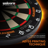 Unicorn Eclipse Ultra 2.0 Dartboard close up image highlighting the sisal fibre construction and playing surface