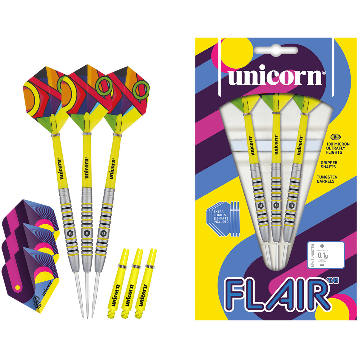 Flair 4 Steel Tip Darts contents image displaying everything included inside the package