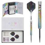 Unicorn Gary Anderson Code darts set with rainbow grip barrels and luxury presentation case.
