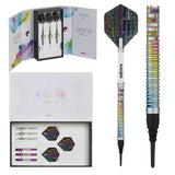 Unicorn Gary Anderson Code soft tip darts set with rainbow barrel design and premium box