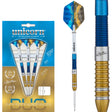 Gary Anderson Duo Steel Tip Darts main product image showing the darts, packaging, flights, shafts, and included accessories