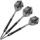 Gary Anderson Noir Phase 6 Steel Tip Darts image showing the complete three dart set together highlighting barrel design consistency and styling