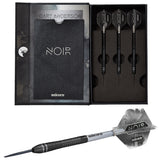 Gary Anderson Noir Phase 6 Steel Tip Darts main product image showing the darts, packaging, flights, shafts, and included accessories