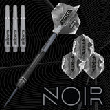 Gary Anderson Noir Phase 6 Steel Tip Darts branded contents image displaying the darts and included accessories alongside Unicorn branding