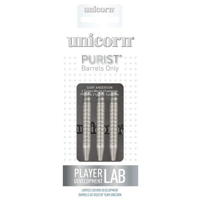 Gary Anderson Phase 4 Purist Steel Tip Darts main product image showing the darts, packaging, flights, shafts, and included accessories