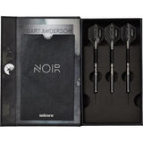 Noir series darts by Unicorn in display box with custom foam insert and branded cover