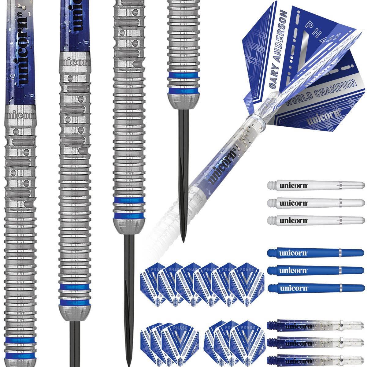 Unicorn Gary Anderson Phase 5 90% Steel Tip Darts – Double Top Darts