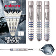 Gary Anderson Silver Star Style 1 Steel Tip Darts main product image showing the darts, packaging, flights, shafts, and included accessories