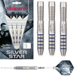Gary Anderson Silver Star Style 3 Steel Tip Darts main product image showing the darts, packaging, flights, shafts, and included accessories
