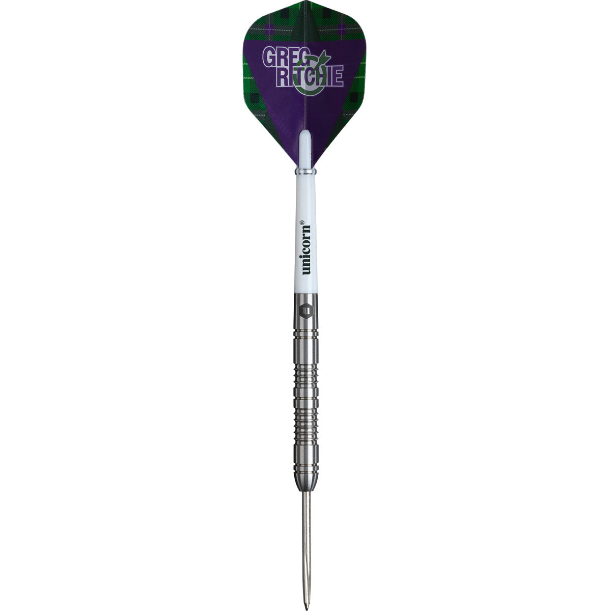 Greg Ritchie Steel Tip Darts straight barrel profile image showing the full length design, grip positioning, and barrel geometry