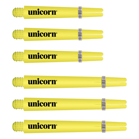 Unicorn Gripper 3 Flair Yellow Dart Stems Shafts main product image showing the dart stems and retail packaging