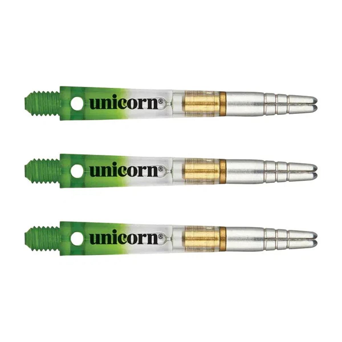 Unicorn Gripper 360 Two Tone Rotating Dart Stems Shafts main product image showing the dart stems and retail packaging