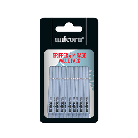 Unicorn Gripper 4 Mirage Blue Value Pack Ring Grip Dart Stems Shafts main product image showing the dart stems and retail packaging