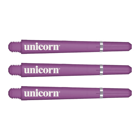 Unicorn Gripper 4 PC Purple Dart Stems Shafts main product image showing the dart stems and retail packaging