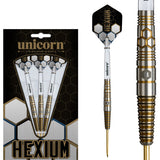 Hexium 3 Steel Tip Darts main product image showing the darts, packaging, flights, shafts, and included accessories