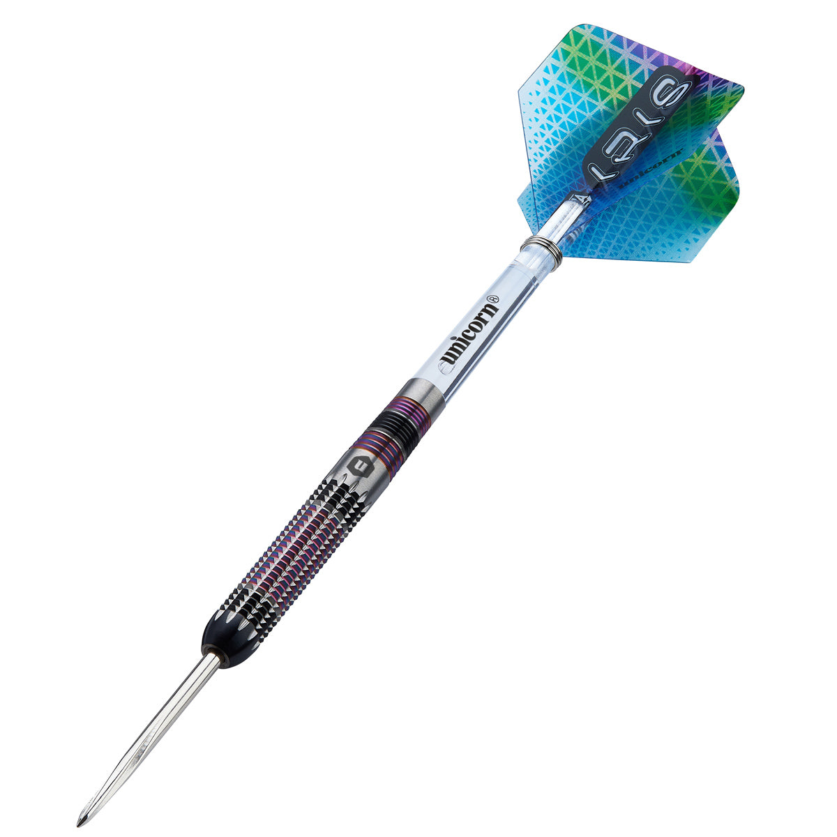Iris Steel Tip Darts angled product image displaying the barrel profile, grip layout, and design features