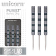 James Wade Phase 1 Purist Steel Tip Darts main product image showing the darts, packaging, flights, shafts, and included accessories
