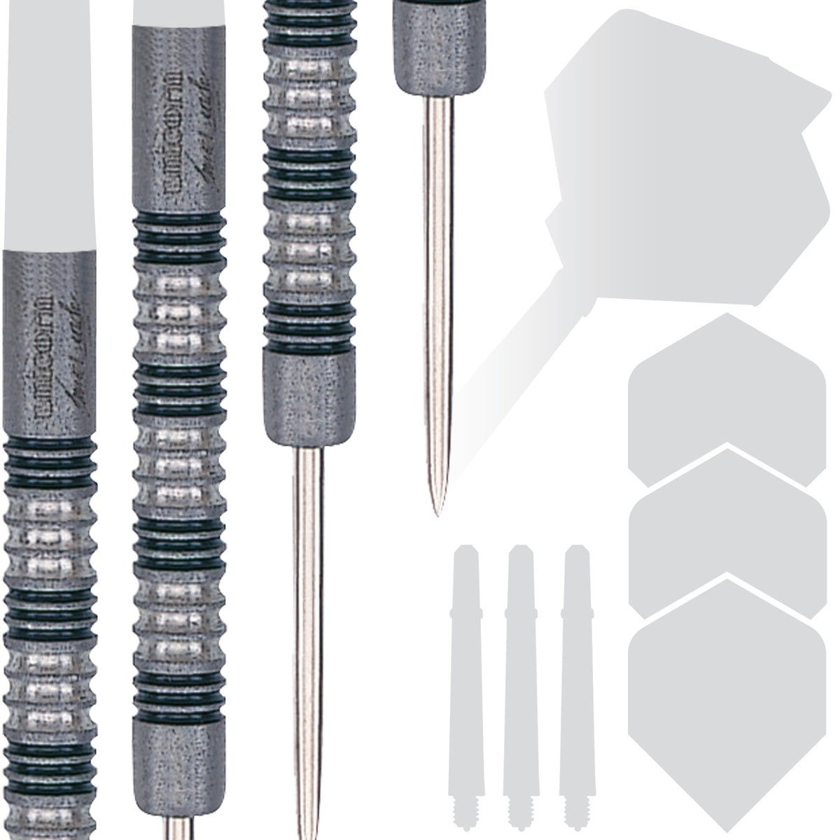James Wade Phase 1 Purist Steel Tip Darts contents image displaying everything included inside the package