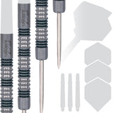 James Wade Phase 1 Purist Steel Tip Darts contents image displaying everything included inside the package