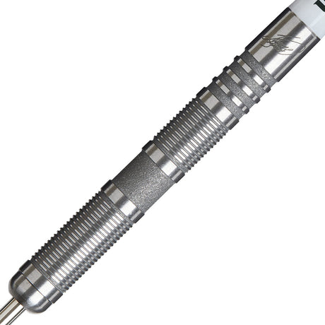 James Wade The Machine 04 Steel Tip Darts close up image showing detailed grip patterns, machining, coating, and precision craftsmanship