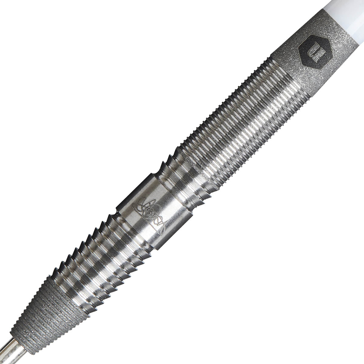 Jamie Caven Steel Tip Darts close up image showing detailed grip patterns, machining, coating, and precision craftsmanship
