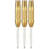 John Lowe Phase 2 Gold Shark Grip Purist Steel Tip Darts straight barrel profile image showing the full length design, grip positioning, and barrel geometry