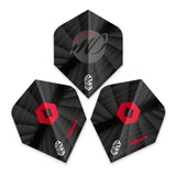 Matt Dennant Ultrafly BW Dart Flights by Unicorn showing multiple angles of all 3 dart flights on a white background.