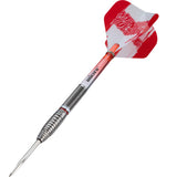Mensur Suljovic Steel Tip Darts angled product image displaying the barrel profile, grip layout, and design features