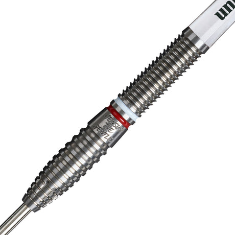 Mensur Suljovic Steel Tip Darts close up image showing detailed grip patterns, machining, coating, and precision craftsmanship