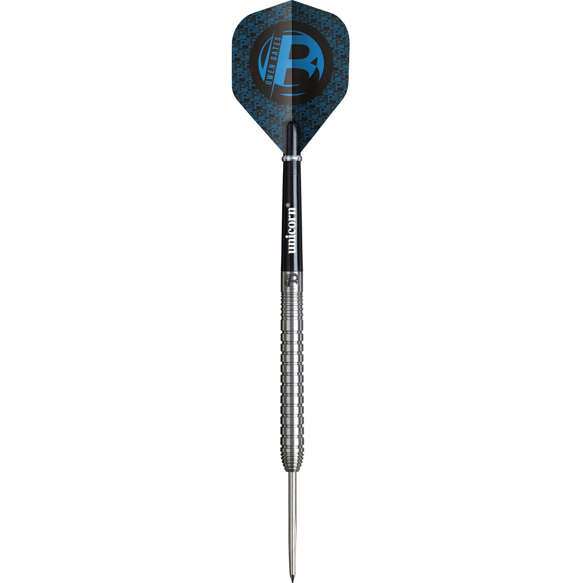 Owen Bates Steel Tip Darts straight barrel profile image showing the full length design, grip positioning, and barrel geometry