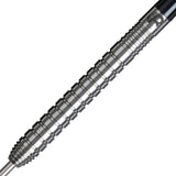 Owen Bates Steel Tip Darts close up image showing detailed grip patterns, machining, coating, and precision craftsmanship