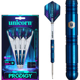 Prodigy S1 Steel Tip Darts main product image showing the darts, packaging, flights, shafts, and included accessories