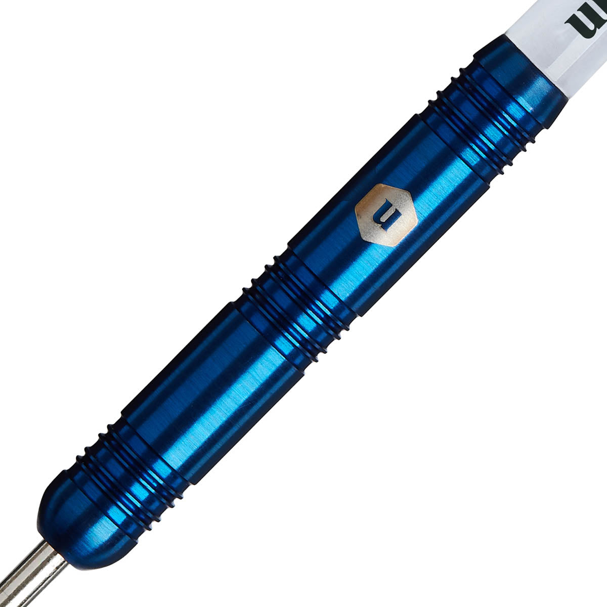 Prodigy S1 Steel Tip Darts close up image showing detailed grip patterns, machining, coating, and precision craftsmanship
