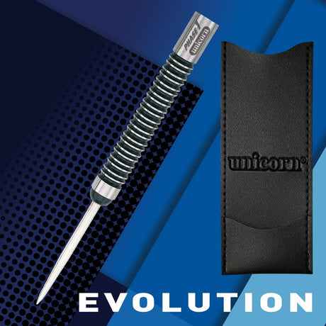 Purist Phase 1 Natural Steel Tip Darts branded contents image displaying the darts and included accessories alongside Unicorn branding