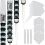 Purist Phase 1 Natural Steel Tip Darts contents image displaying everything included inside the package
