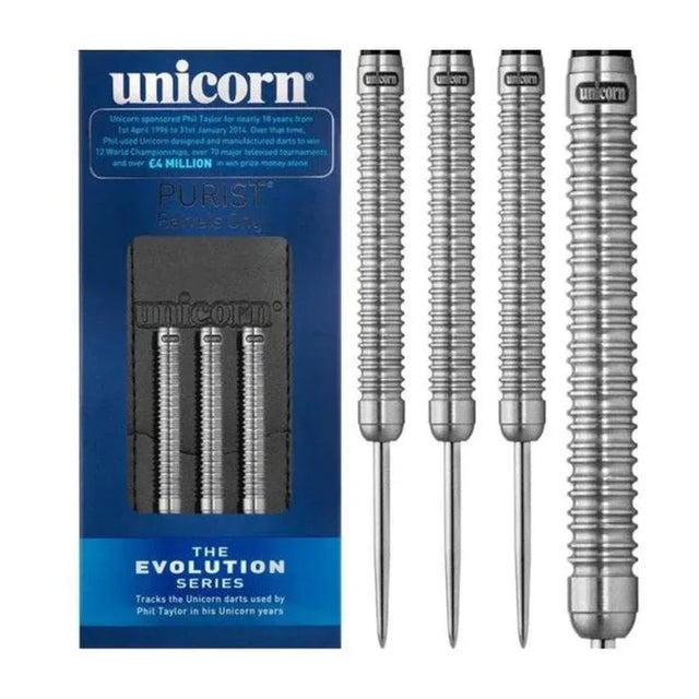 Purist Phase 2 Natural Steel Tip Darts main product image showing the darts, packaging, flights, shafts, and included accessories