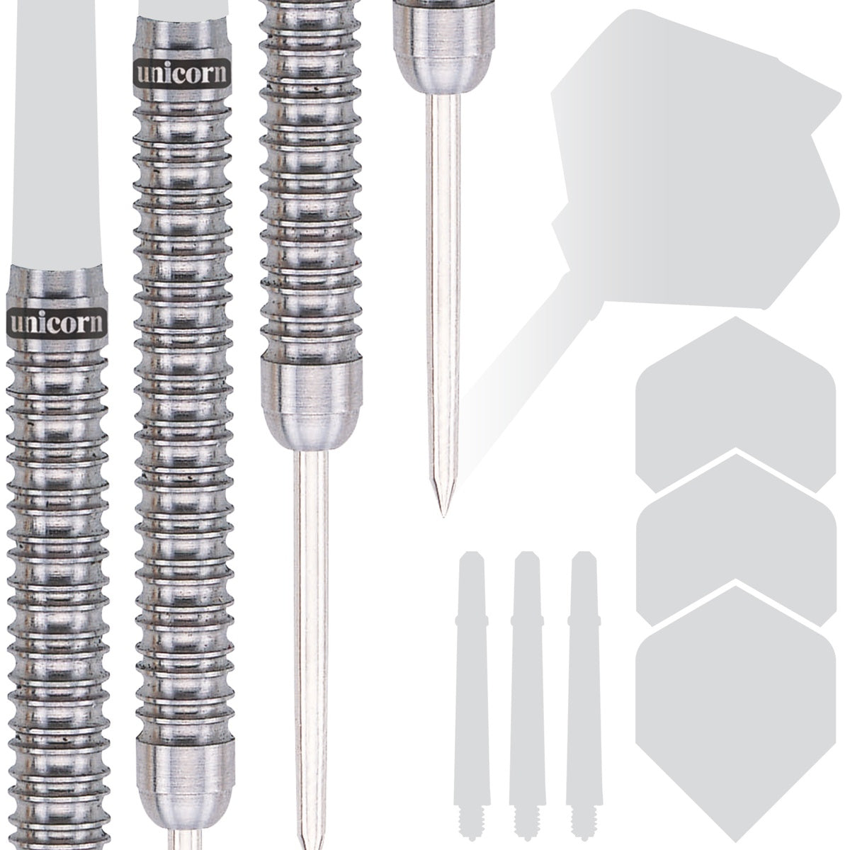 Purist Phase 2 Natural Steel Tip Darts contents image displaying everything included inside the package