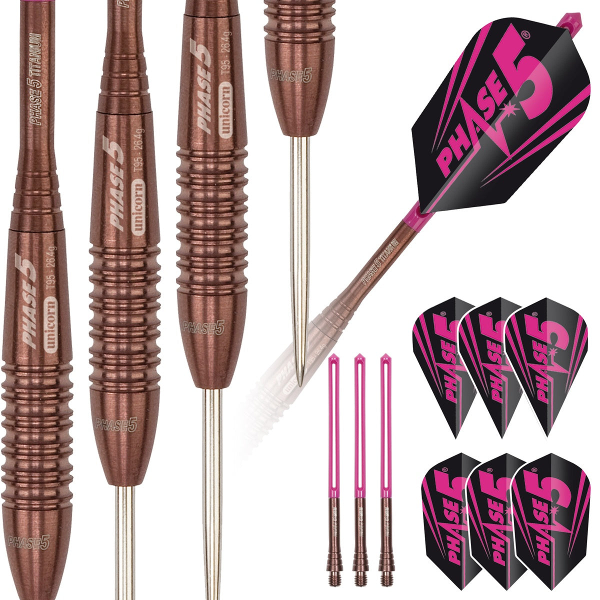 Unicorn Purist Phase 5 Rosso 95% Tungsten Steel Tip Darts – Double